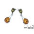 Drop earrings with cognac amber, in 925 rhodium silver
