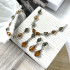 Bracelet with cognac amber drop, in 925 rhodium silver, length 19 cm