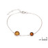 Armband met rond cognac amber, in 925 gerhodineerd zilver, lengte 17+3 cm