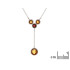 Halsketting met rond cognac amber, in 925 gerhodineerd zilver, lengte 42 + 5 cm