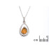 Colar com gota âmbar e cristal Swarovski, em prata 925 banhada a ródio, 42 + 3 cm