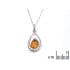 Collier avec ambre goutte et cristal swarovski, en argent rhodié 925, 42 + 3 cm