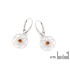 Flower of life earrings with natural cognac amber, in 925 rhodium silver