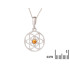 Colgante Flor de la vida con ámbar coñac, plata 925 rodiada, diámetro 3+0,8 cm