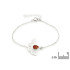 Bracelet gingko avec ambre cognac, en argent rhodié 925, longueur 16+3,5 cm