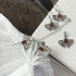 Gingko ring with natural cognac amber, in 925 rhodium silver