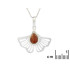 Pendentif gingko avec ambre cognac, en argent rhodié 925, hauteur 1,5+1 cm