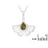 Ciondolo Gingko con goccia di ambra verde, in argento 925 rodiato, altezza 1,5+1 cm