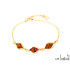 Pulseira com gota âmbar conhaque, em prata dourado 925, comprimento 16+3 cm