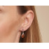 Boucles d'oreilles pendantes avec ambre cognac navette, en argent rhodié 925