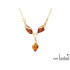 Collana con ambra cognac, in argento dorato 925, lunghezza 42+3 cm