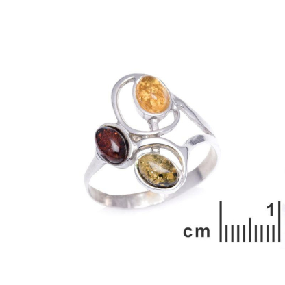 Anello con ambra cognac naturale del Mar Baltico ovale, realizzato in argento 925 rodiato