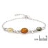 Armband met ovale veelkleurige barnsteen, in 925 gerhodineerd zilver, lengte 16+3 cm