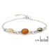 Pulseira oval em âmbar multicolorido, em prata 925 banhada a ródio, comprimento 16+3 cm