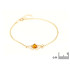 Pulseira ginkgo com âmbar conhaque, prata dourado 925, 16 + 3 cm