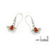 Orecchini pendenti Ginkgo con ambra cognac naturale, argento rodiato
