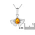 Colgante Ginkgo con gota de ámbar coñac natural, en plata 925 rodiada