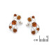 Pendientes con ámbar coñac natural, en plata 925 rodiada