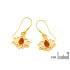 Boucles d'oreilles pendantes lotus avec ambre cognac naturel goutte, argent doré