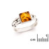 Vierkante Zegelring met vierkante natuurlijke cognac-amber, in 925 gerhodineerd zilver