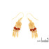 Boucles d'oreilles attrape-rêves avec ambre cognac naturel, en argent doré 925