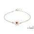 Pulsera sol con ámbar coñac redondo, en plata 925 rodiada, longitud 17+3 cm