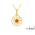 Sun pendant with round cognac amber, in 925 gold plated silver, diameter 1.5+1 cm