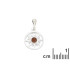 Ciondolo sole con ambra cognac, in argento 925 rodiato, diametro 1,5+1 cm
