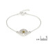 Pulsera Árbol de la vida con ámbar verde, en plata 925 rodiada, longitud 17+3 cm