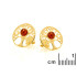 Boucles d'oreilles arbre de vie avec ambre cognac naturel, en argent doré 925