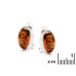 Boucles d'oreilles clip avec ambre cognac de la mer Baltique, argent rhodié 925