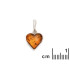 Pendentif coeur avec ambre cognac naturel, en argent rhodié 925, hauteur1,4+1 cm