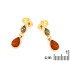 Pendientes con ámbar multicolor natural, en plata dorado 925