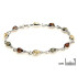 Bracciale con goccia di ambra multicolore, in argento 925 rodiato, lunghezza 18 cm