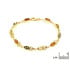 Bracelet avec ambre multicolore navette, en argent doré 925, longueur 19 cm
