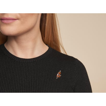 Broche con ámbar coñac natural del Mar Báltico, de plata 925 rodiada