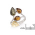 Anillo con ámbar natural multicolor del Mar Báltico, en plata 925 rodiada