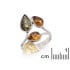 Bague avec ambre multicolore naturel de la mer Baltique, en argent rhodié 925