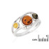 Anillo con ámbar natural multicolor del Mar Báltico, en plata 925 rodiada