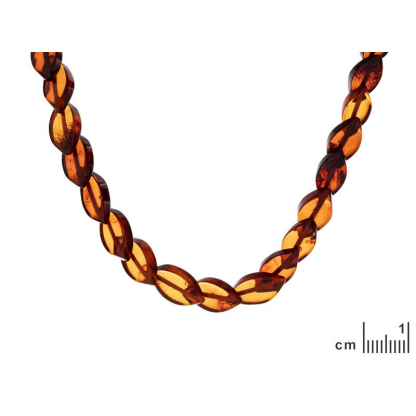 Colar com âmbar conhaque natural da espiga do Mar Báltico, comprimento 45 cm