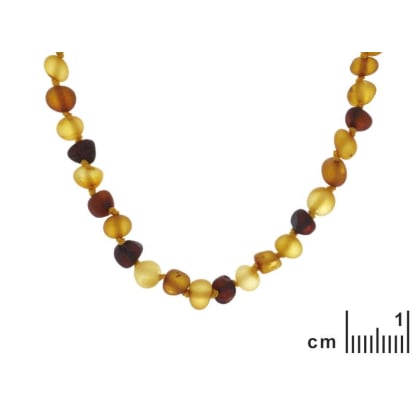 Babykette mit mehrfarbigem Bernstein, Clipverschluss, Länge 32 - 33 cm