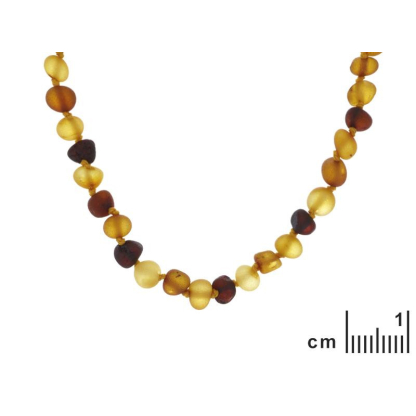 Collier bébé avec ambre multicolore, fermoir clip, longueur 32 - 33 cm