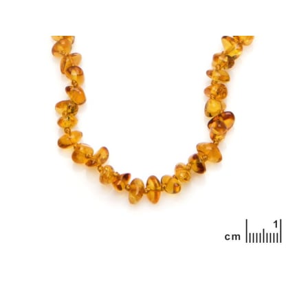 Kinderketting met barnsteenhoningchips, schroefsluiting, lengte 32 - 33 cm