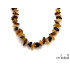 Collier enfant avec ambre multicolore chips, fermoir vis, longueur 32 - 33 cm