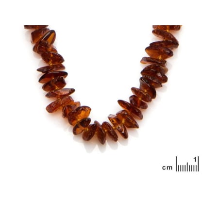 Collier avec ambre cognac naturel de la mer Baltique chips, longueur 60 cm