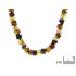 Collana con ambra cilindrica multicolore, lunghezza 48 cm