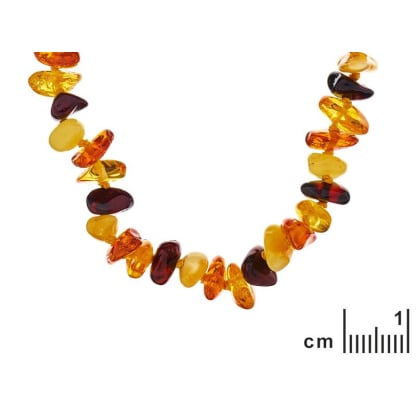 Colar com âmbar natural multicolorido das lascas do Mar Báltico, comprimento 45 cm