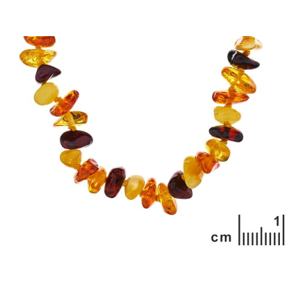Collier avec ambre multicolore naturel de la mer Baltique chips, longueur 45 cm
