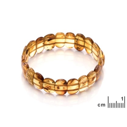 Pulseira wafer com wafer âmbar conhaque natural, comprimento 21 cm