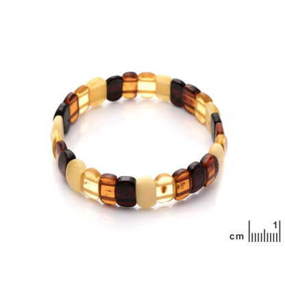Pulsera de oblea con oblea de ámbar natural multicolor, longitud 21 cm